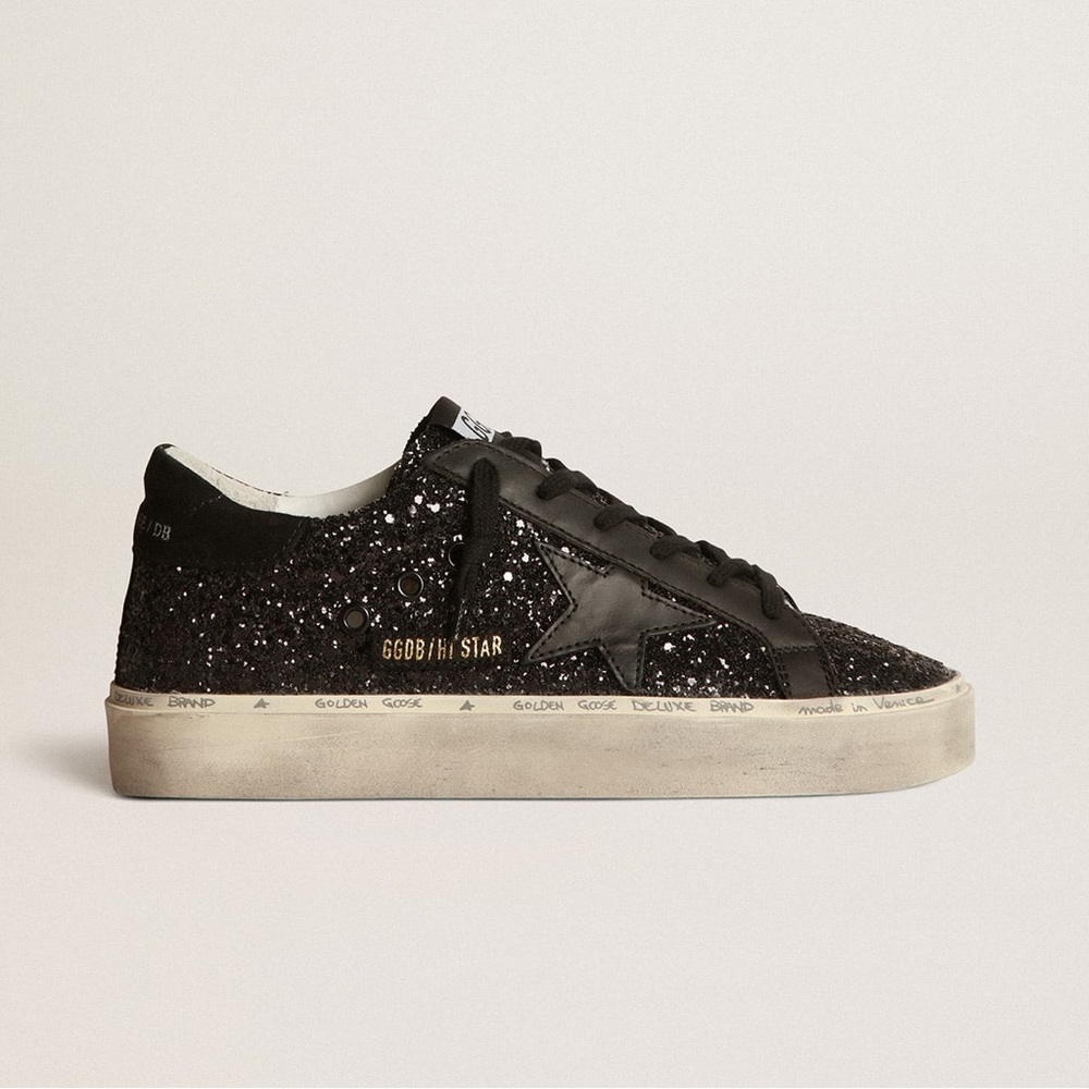 Golden Goose Hi Star Sneakers Black Glitter Upper